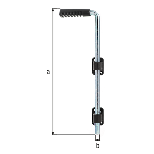 Alberts® Bodenschieber,verzinkt,Griff schwarz,Gesamthöhe 400 mm,Abstand Bolzen-Tor 40 mm 207021