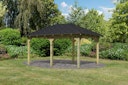 Vorschaubild Karibu 4-Eck Pavillon Perida kesseldruckimprägniert Sparset inkl. Dachschindeln