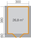 Vorschaubild Weka 28 mm Gartenhaus Premium 28 mit Vordach (20 cm)