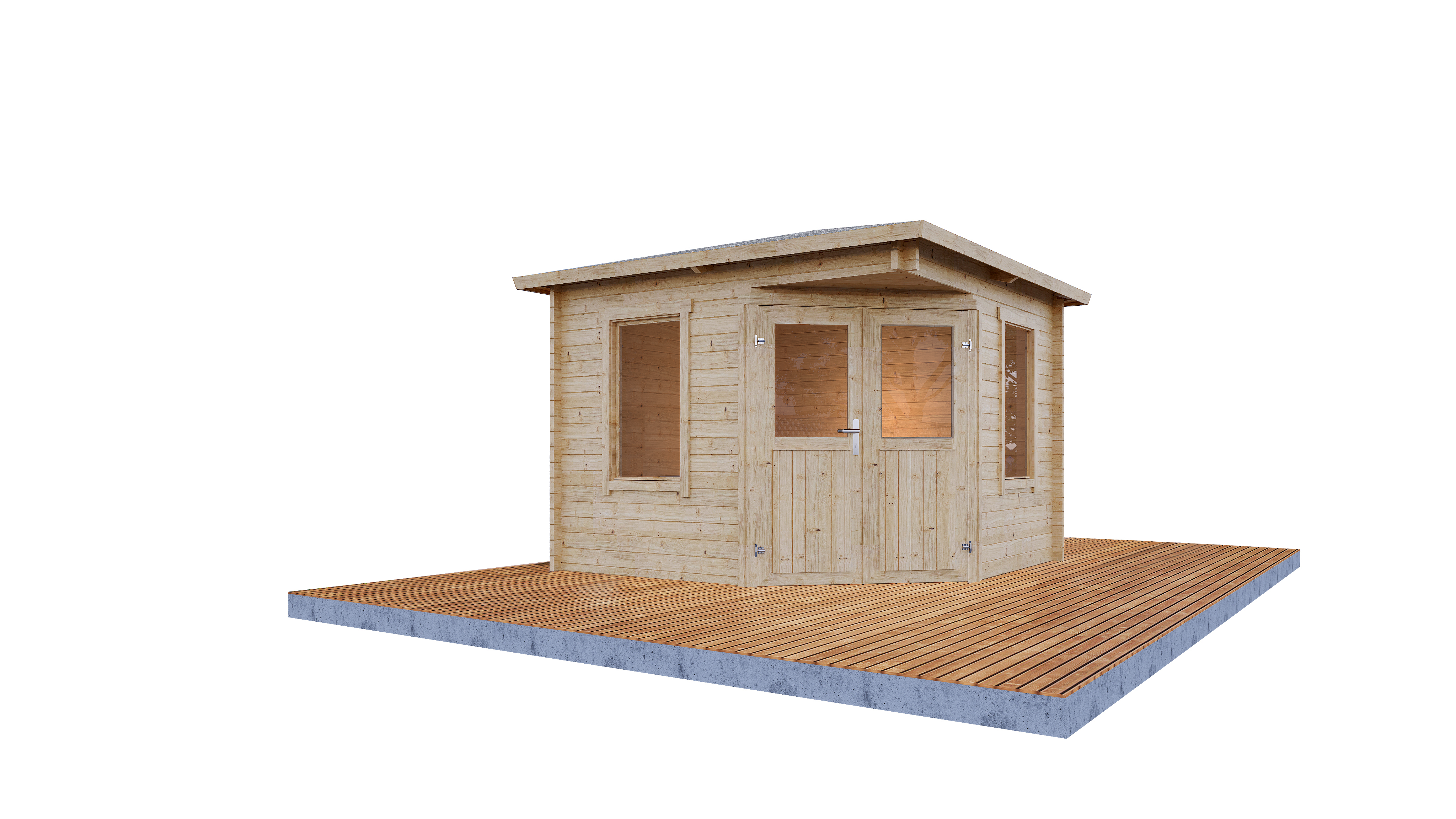 Wolff Finnhaus Gartenhaus Genia 2828 - 28 mm naturbelassen Inkl. Fußboden / Fundamenthölzer