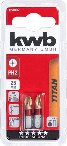 kwb 2 Bits 25mm PH 2 Titan SB 124002