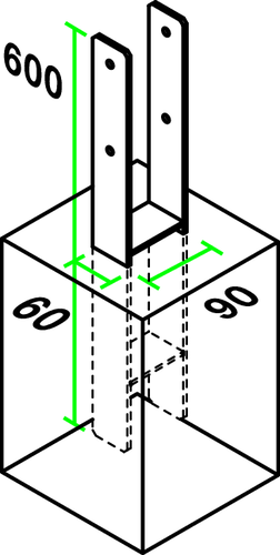 OSMO Pfostenanker zum Einbetonieren-H-Anker 90x90 mm Metall