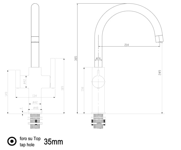 3 Wege Wasserhahn Küchenarmatur, FC, mit 360° schwenkbarem U-Auslauf, Verchromt
