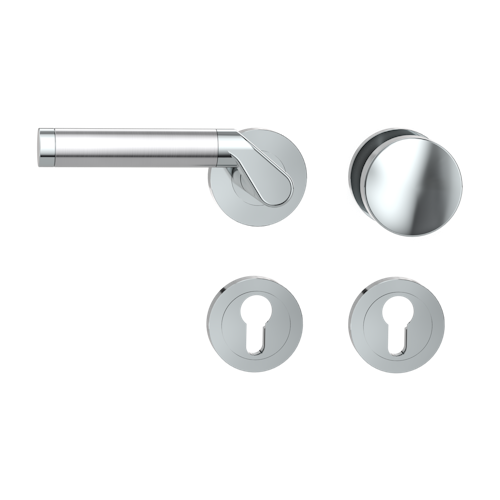 Griffwerk CORINNA Schraubtechnik GK4 -Chrom/Edelstahl Rosettengarnitur -Schraubt. -Knopf R2 -WL -TS 40-45mm