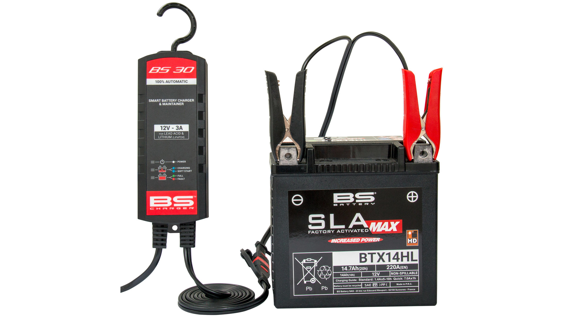 BS-Battery Batterieladegerät 12 Volt, Batterieladegerät "BS30" Maximale Ladestromstärke 3, 0 A