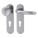 Vorschaubild Griffwerk ULMER GRIFF PROF | DESIGN MANUFAKTUR FS -Edelstahl matt -Kurzschild-Garnitur -Schraubt. -Knopf R2 -WR -Stift 9mm -TS 38-50mm