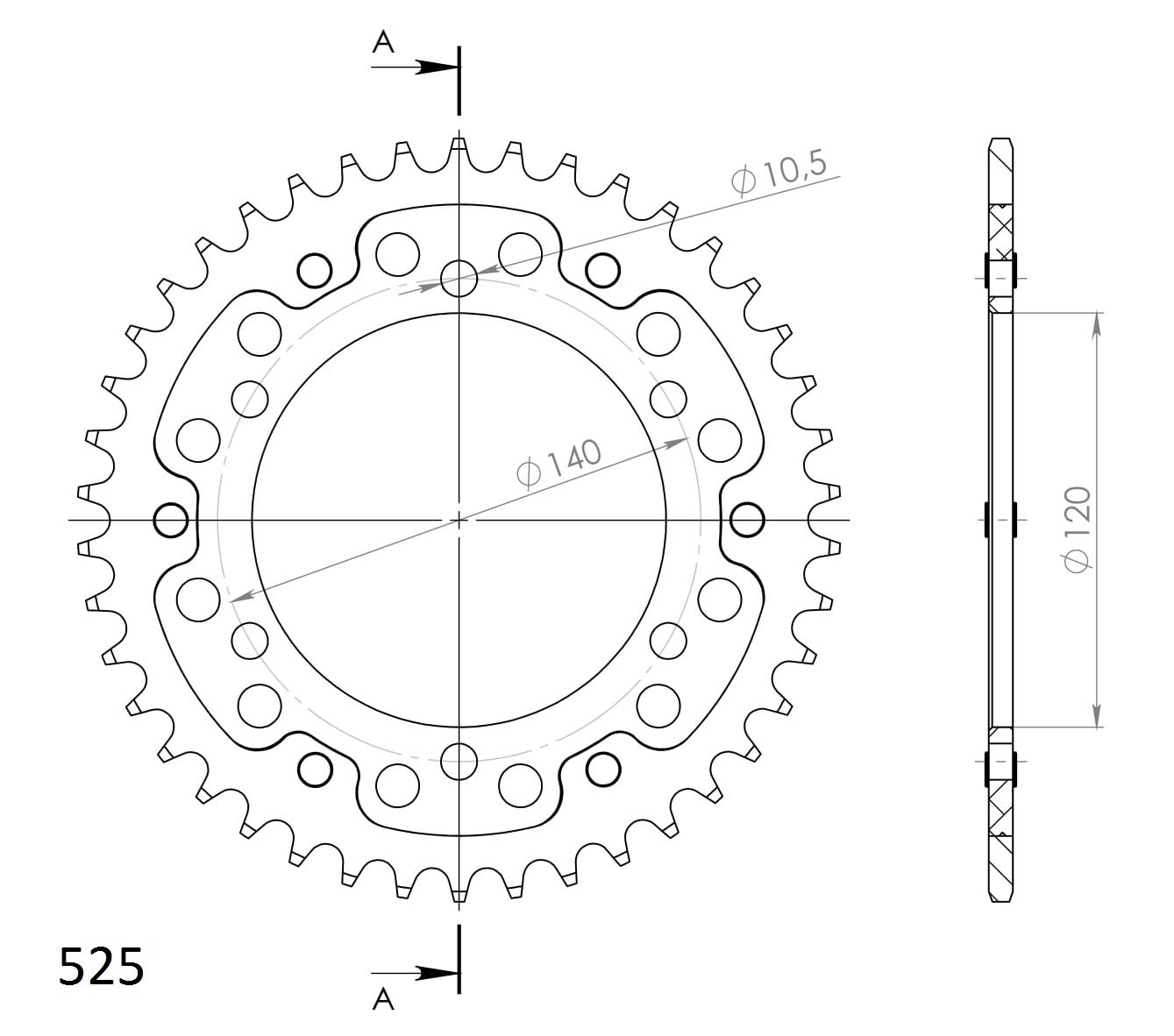 Supersprox Stealth-Kettenrad 525 42Z (Gold)