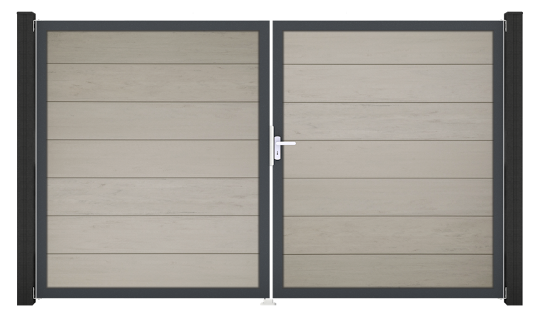 GroJa Solid Grande Tor 2-flügelig 3000 x 1800 mm, Alu-Rahmen Anthrazit DB 703