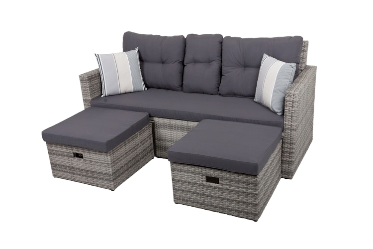 Garden Pleasure Lounge-Sofa VALLETTA, Polyrattan Grau / Kissen Olefin (100 % Polypropylen) Grau