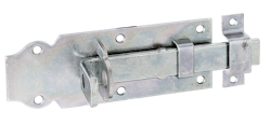 Alberts® Schlossriegel,m.flachem Griff, gerade,m.Schlaufe, galvanisch verzinkt dickschichtpassiviert,Platte LxB140x52mm 116774