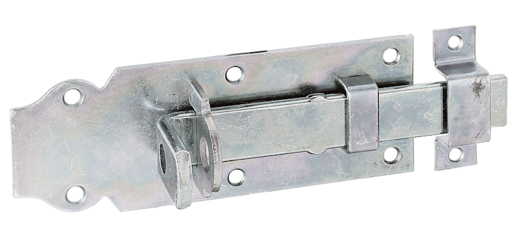 Alberts® Schlossriegel,m.flachem Griff, gerade,m.Schlaufe, galvanisch verzinkt dickschichtpassiviert,Platte LxB140x52mm 116774