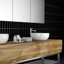 Vorschaubild Revét Vinyl Wandfliese Butcherblock Schwarz Hochglanz 120 x 60 cm