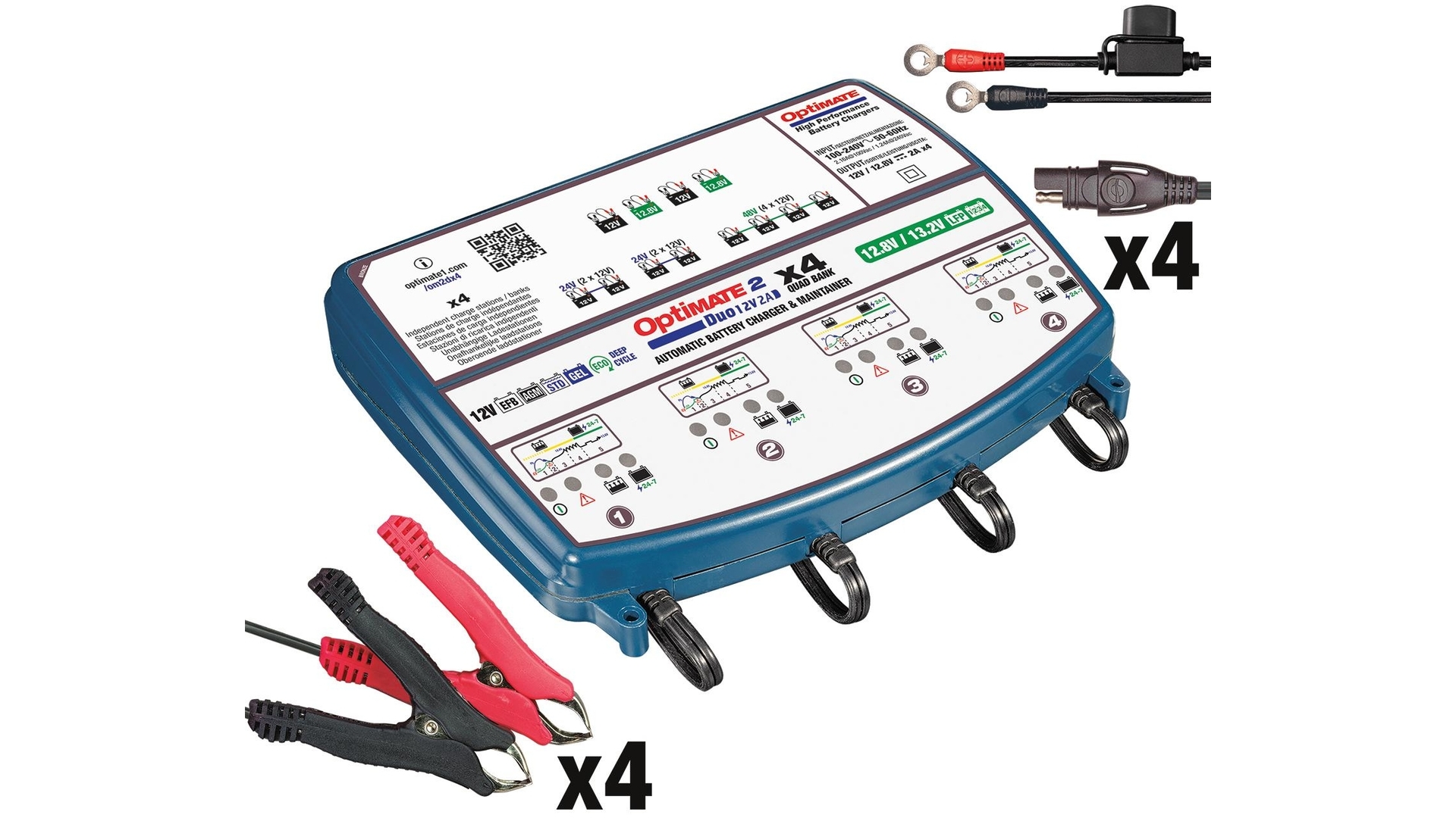 Tecmate Batterieladegerät Optimate 2 Duo 4 Ladeeinheiten