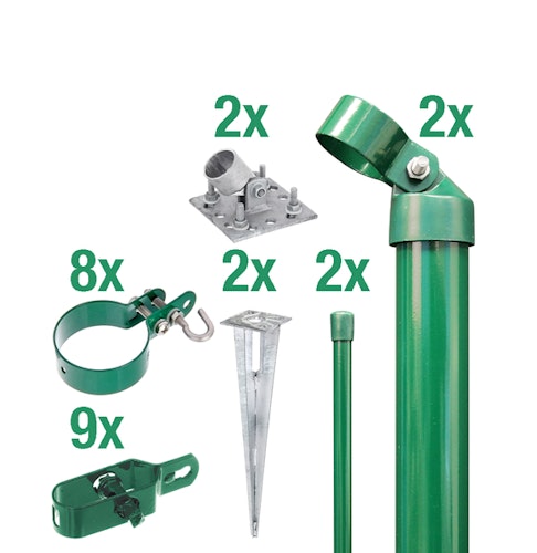 Alberts® Zauneck-Set f. Maschend., grün kstb.,m.Einschlag-B.,f.Höhe 2000 mm 601621