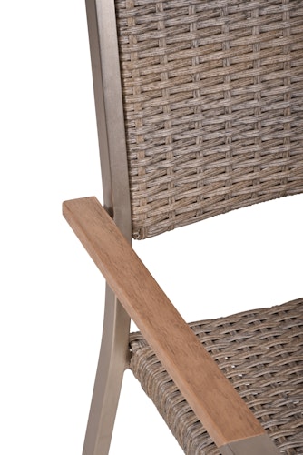 Garden Pleasure Gartenmöbel Set FLORENCE 06, Tisch 150 x 90 + 4 Stapelsessel, Aluminium / Nonwood / Polyrattan