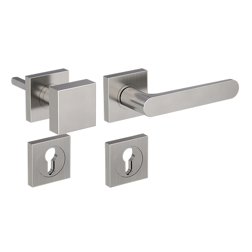 Griffwerk AVUS GK4 -Samtgrau Rosettengarnitur -Schraubtechnik -eckig -Knopf Square -WR -TS: 38-45mm