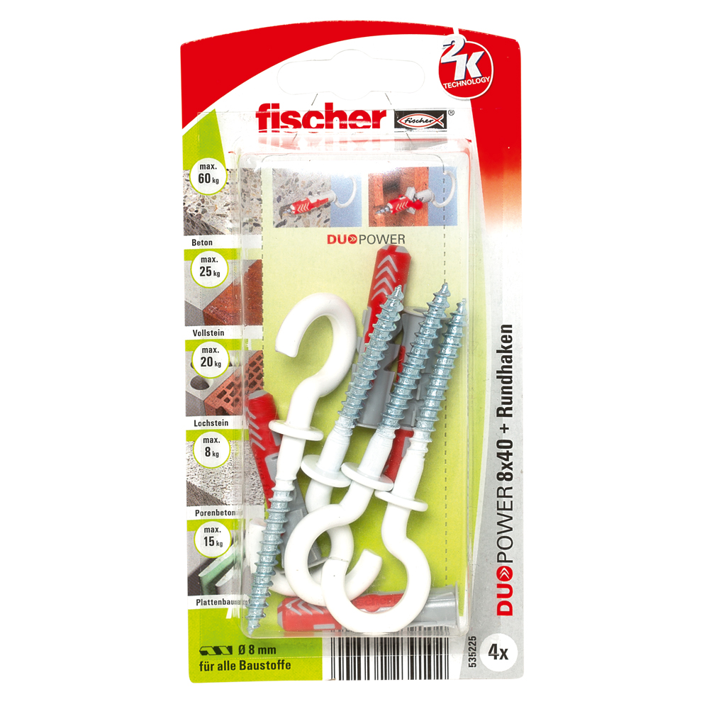 FISCHER Universaldübel Duopower 8x40 RH N K (4 Stück)