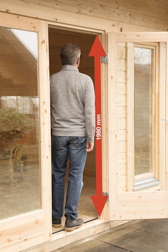 Wolff Finnhaus Gartenhaus Trondheim 70-D isolierverglast XL mit Schiebetür rechts