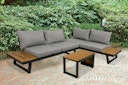 Vorschaubild Garden Pleasure Lounge Set FELICE, Aluminium / Akazie / Kissen 100 % Polyester