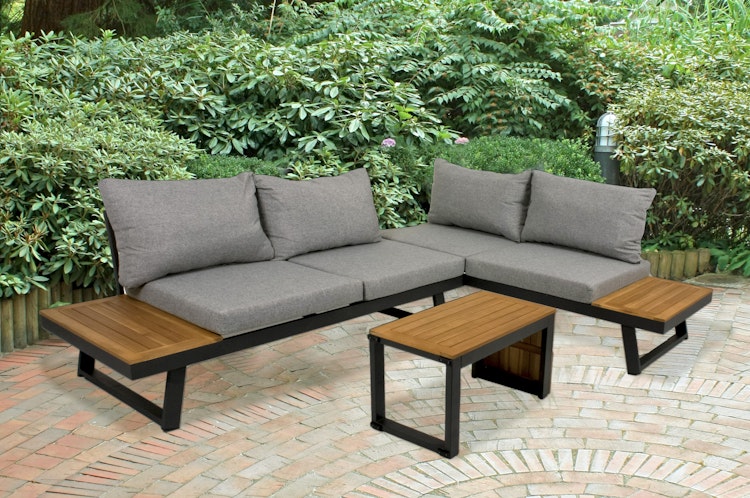 Garden Pleasure Lounge Set FELICE, Aluminium / Akazie / Kissen 100 % Polyester