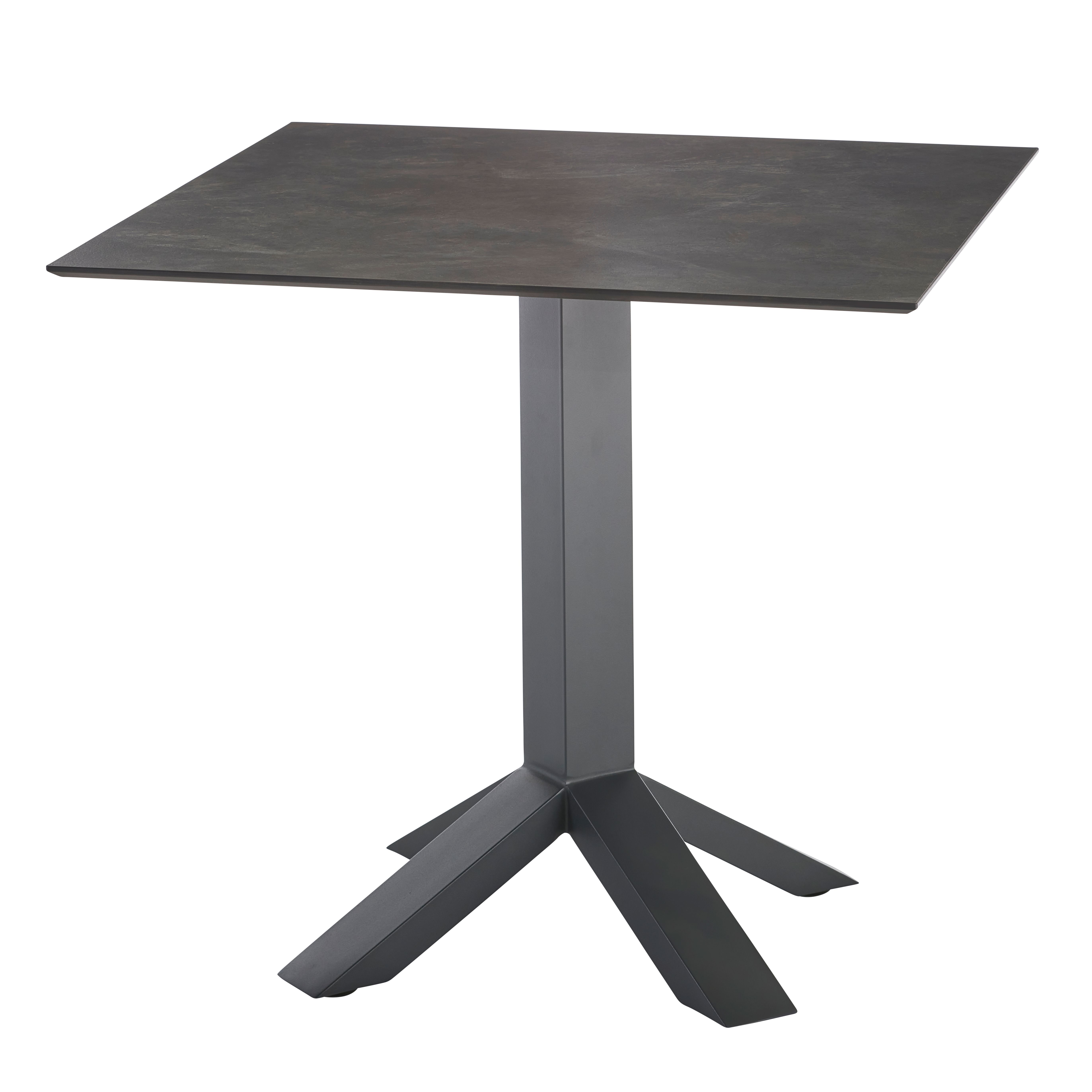 Diamond Garden Tisch SHEFFIELD 80 x 80 cm, Edelstahl Dunkelgrau / HPL Granit Dunkel
