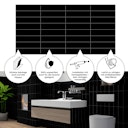 Vorschaubild Revét Vinyl Wandfliese Butcherblock Schwarz Hochglanz 120 x 60 cm