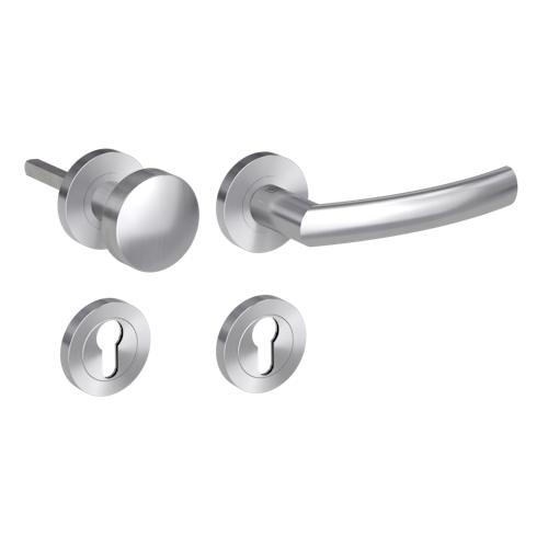 Griffwerk LORITA PROFESSIONAL Schraubtechnik GK4 -Edelstahl matt  Rosettengarnitur -Schraubt. -Knopf R2 -WR -TS 40-45mm