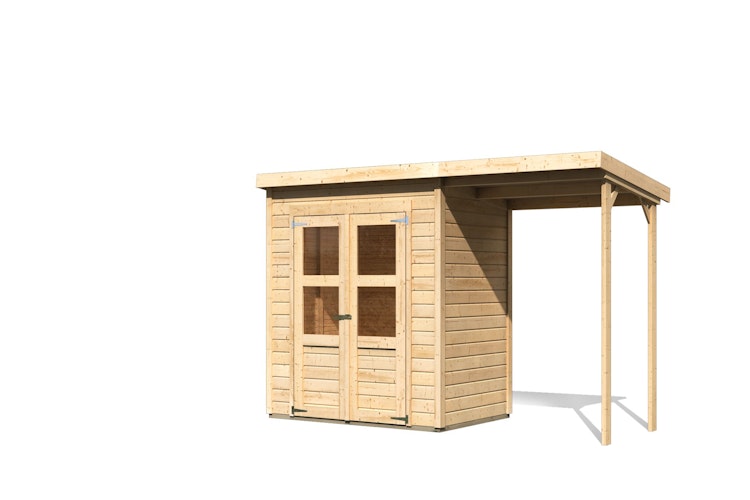 Karibu Eco Gartenhaus Merseburg 2 inkl. Anbaudach - Sparset