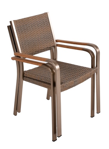 Garden Pleasure Gartenmöbel Set FLORENCE 06, Tisch 150 x 90 + 4 Stapelsessel, Aluminium / Nonwood / Polyrattan