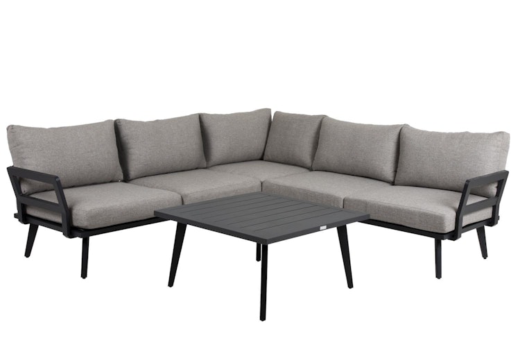 Brafab 1-Sitzer Modul VILLAC, Aluminium Schwarz / Olefin (100 % Polypropylen) Grau - Abverkauf 