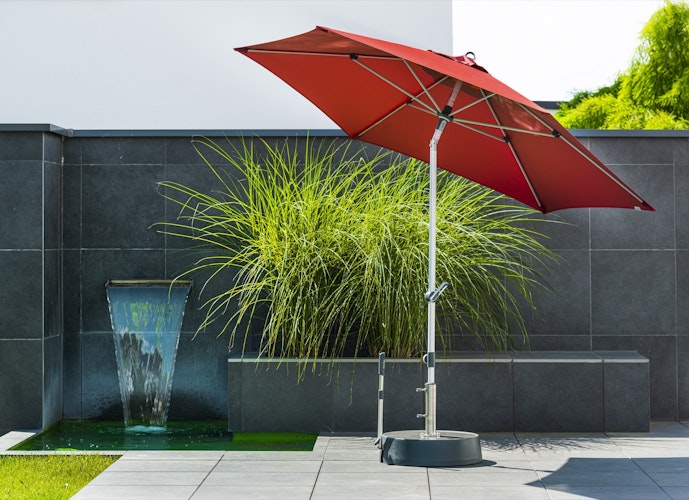 doppler Mittelmastschirm EXPERT 280 Auto-Tilt, Aluminium Silber / 100 % Polyester 180 g/m²