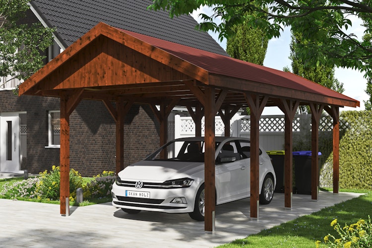 Skan Holz Wallgau - Satteldach Einzelcarport Breite 380 cm
