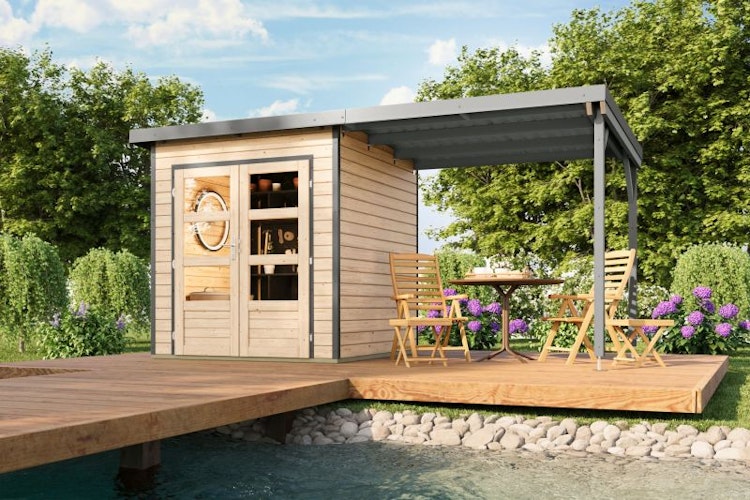 Karibu Metall-Holzgartenhaus Hybridhaus Pluto A/B - 28 mm/0,5 mm