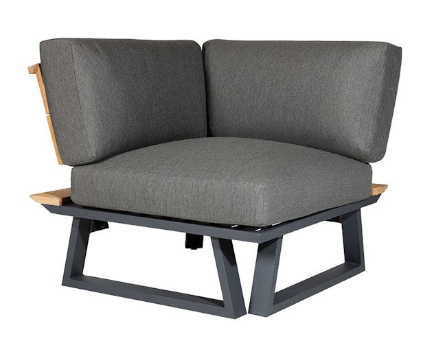 Diamond Garden Lounge-Set NORA Sun & Rain, Sofa + Hocker + Tisch, Aluminium / Teak / Tuvatextil (100 % Polyacryl)