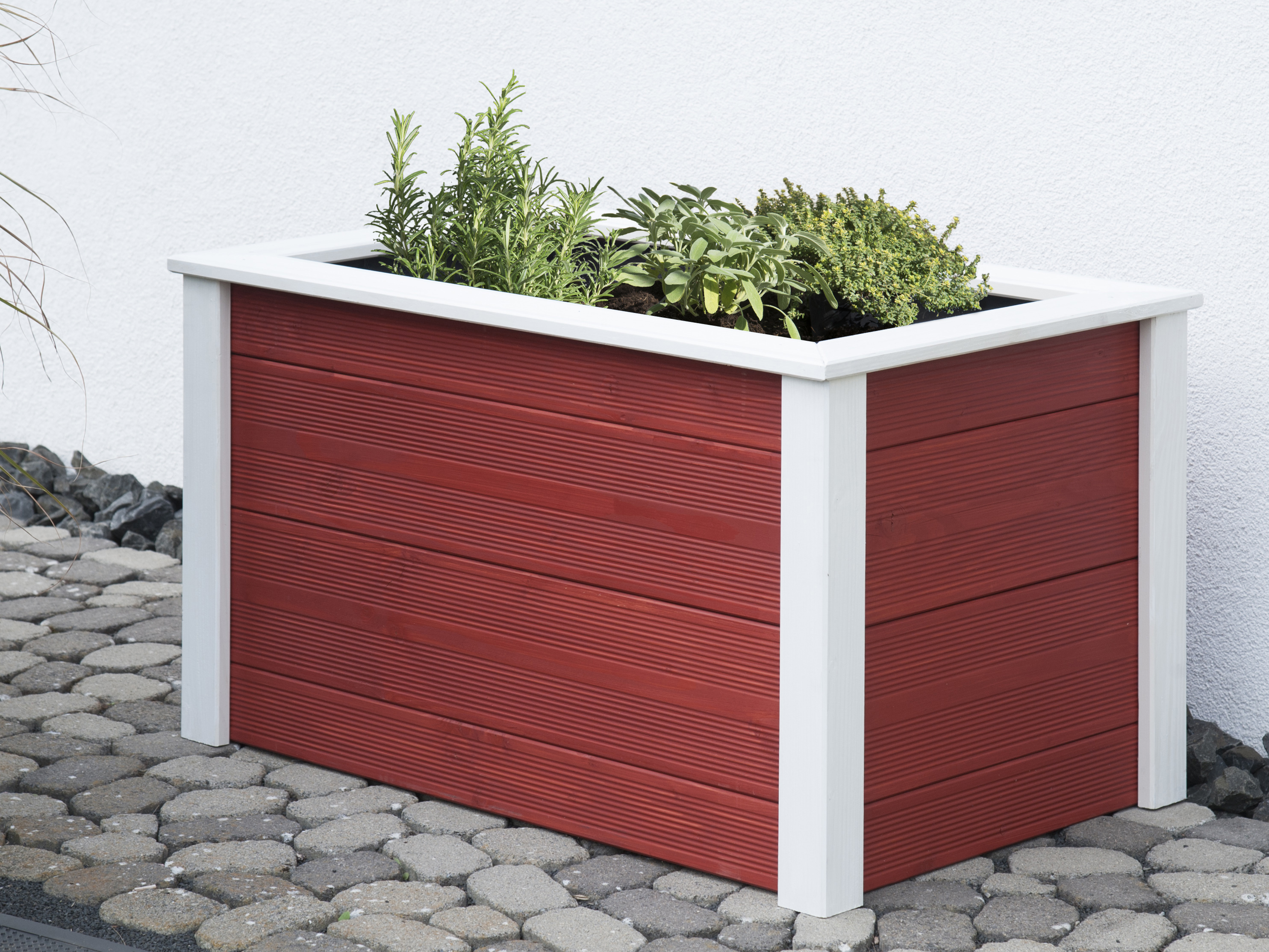 BM TYP 523 Hochbeet 106 x 65 x 60 cm, Schwedenrot/Weiß
