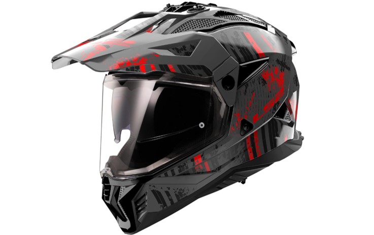 LS2 Endurohelm MX702 Pioneer II S Schwarz / Rot Crazy