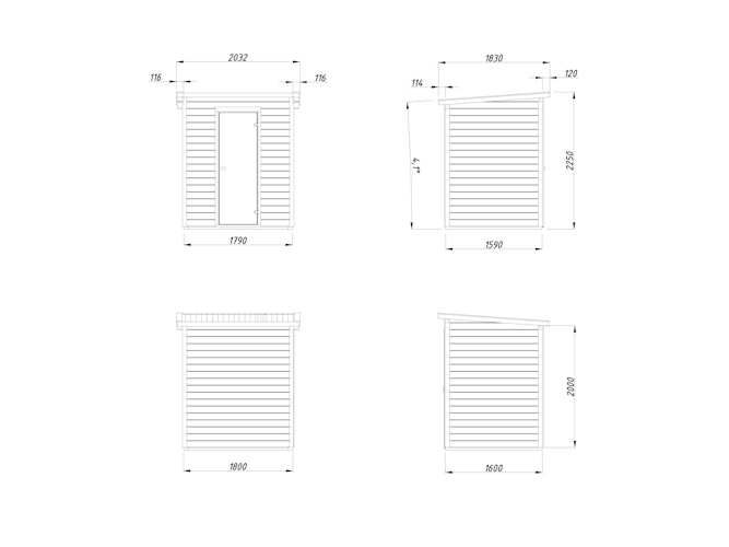 Palmako Saunahaus Cubic 2,6 m² Aktionsangebot inkl. 6 kW Saunaofen - 44 mm