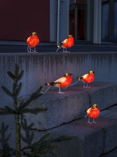 Konstsmide Weihnachtsbeleuchtung  LED Acryl Rotkehlchen 5er-Set