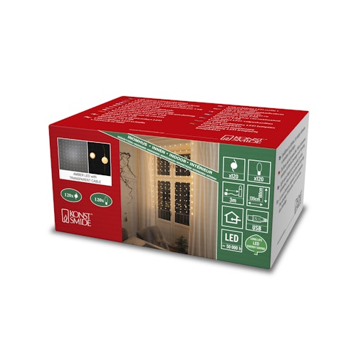 Konstsmide Weihnachtsbeleuchtung LED Lichtervorhang 120 bernsteinfarbene Schneebälle