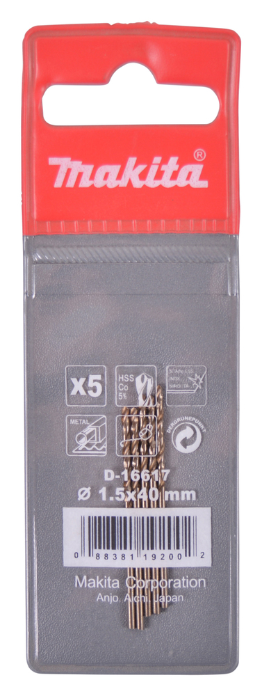 Makita Bohrer HSS-CO 1.5mm 5Stk D-16617