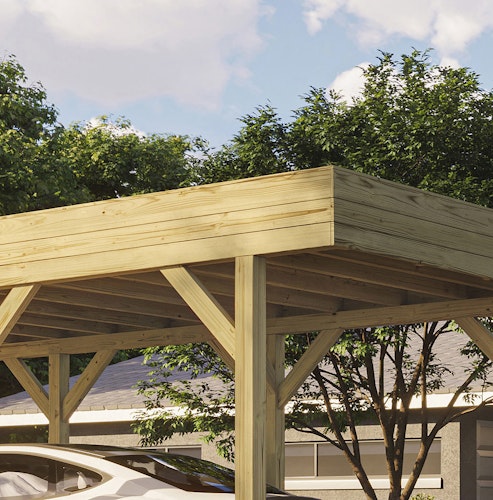 Weka Einzelcarport mit Vorbereitung zur Dachbegrünung 328 x 718 cm - Leimholz