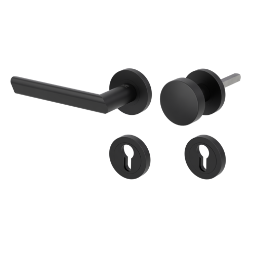 Griffwerk Wechselgarnitur TRI 134 Schraubtechnik GK3 Rosetten rund Knopf R2 Graphitschwarz L