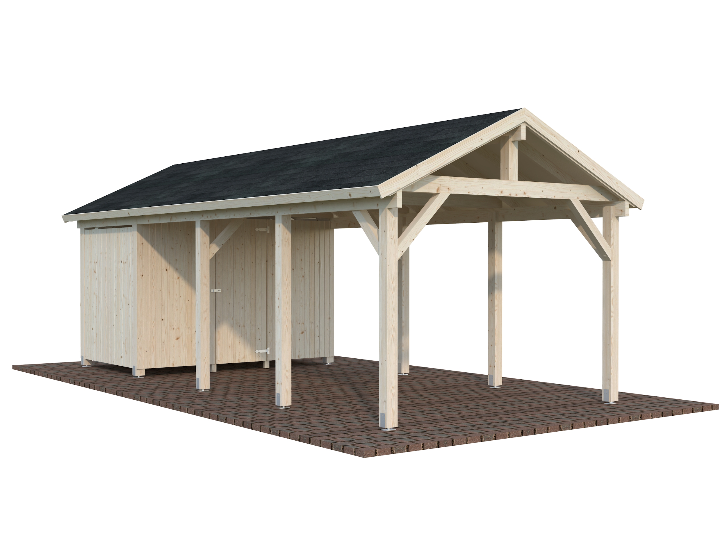 Palmako Carport Robert 23,1 m² mit Geräteraum - transparent tauchgrundiert