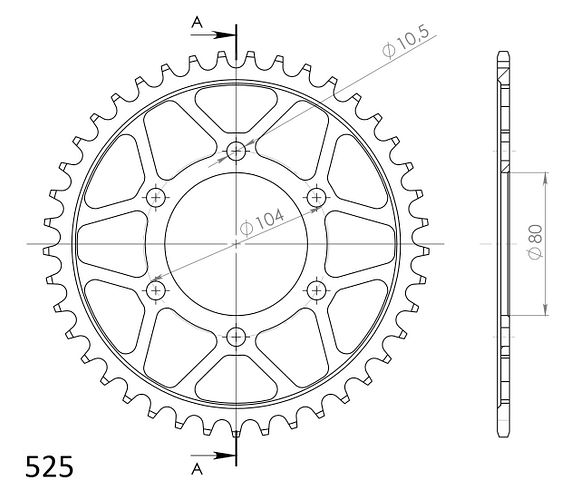 Supersprox Stahl-Kettenrad 525 41Z (Schwarz)