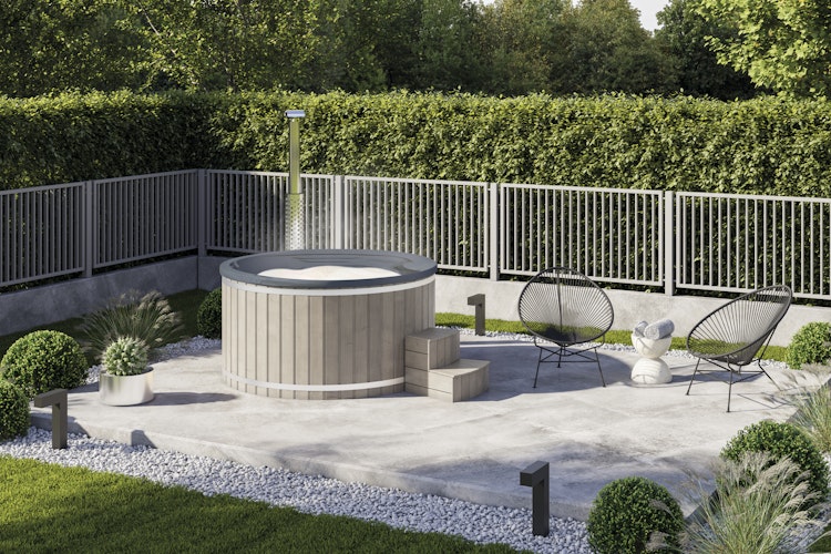Wolff Finnhaus Badebottich Hot Tub Typ 1 Ø 200 cm mit Acrylwanne