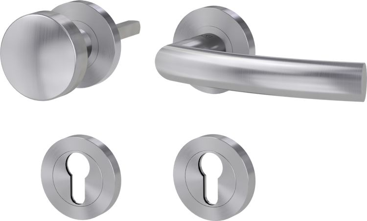 Griffwerk LORITA PROFESSIONAL Schraubtechnik GK4 -Edelstahl matt  Rosettengarnitur -Schraubt. -Knopf R2 -WR -TS 40-45mm