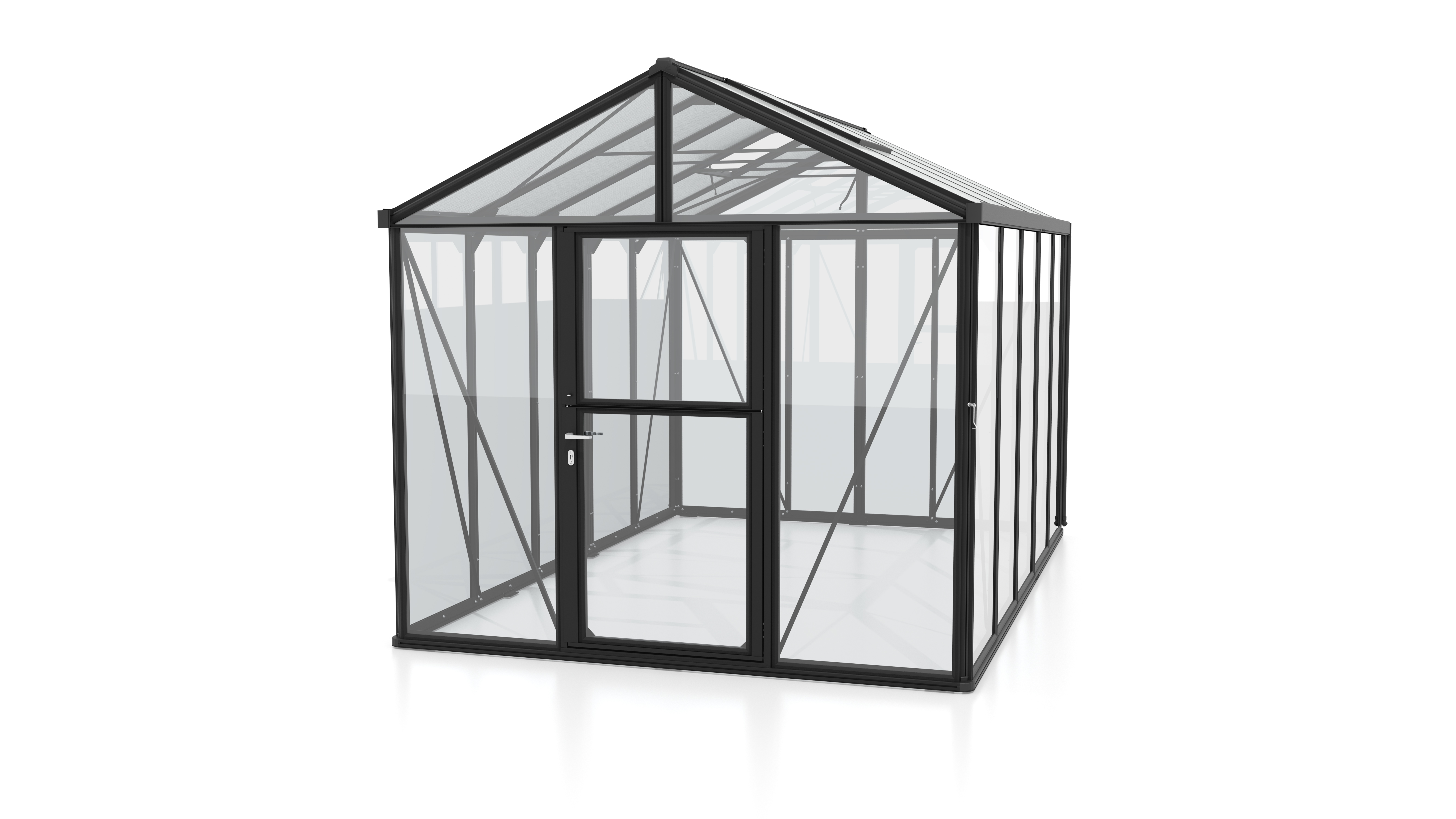 Thumbnail - Vitavia Gewächshaus Zeus 10000 inkl. 2 Dachfenstern - 10,0 m² -schwarz-ESG 3 mm mit HKP-Dach 10 mm