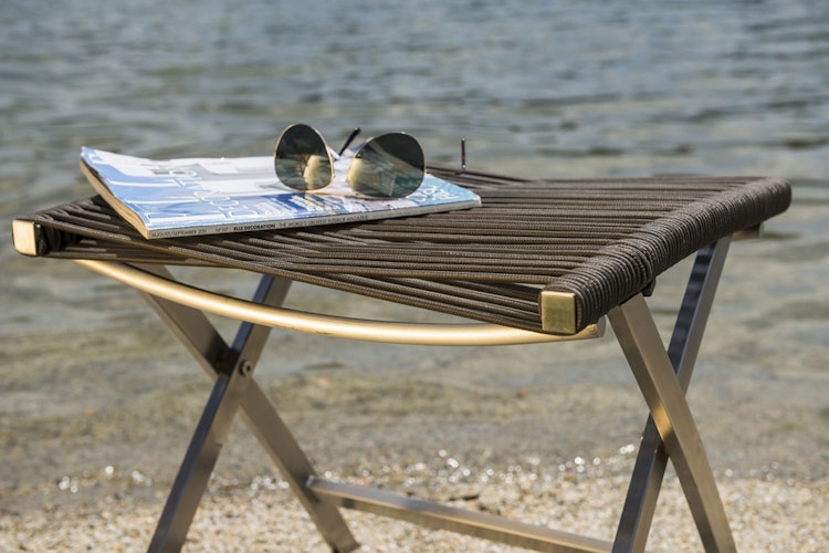 Diamond Garden Fußhocker ATLANTA, Edelstahl gebürstet / Rope