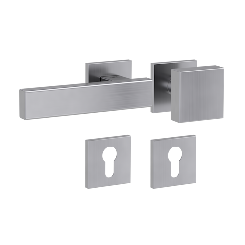 Griffwerk Wechselgarnitur VAYA 200 CUBICO fast2fix Fast2Fix Rosetten eckig Knopf SQUARE Edelstahl matt L