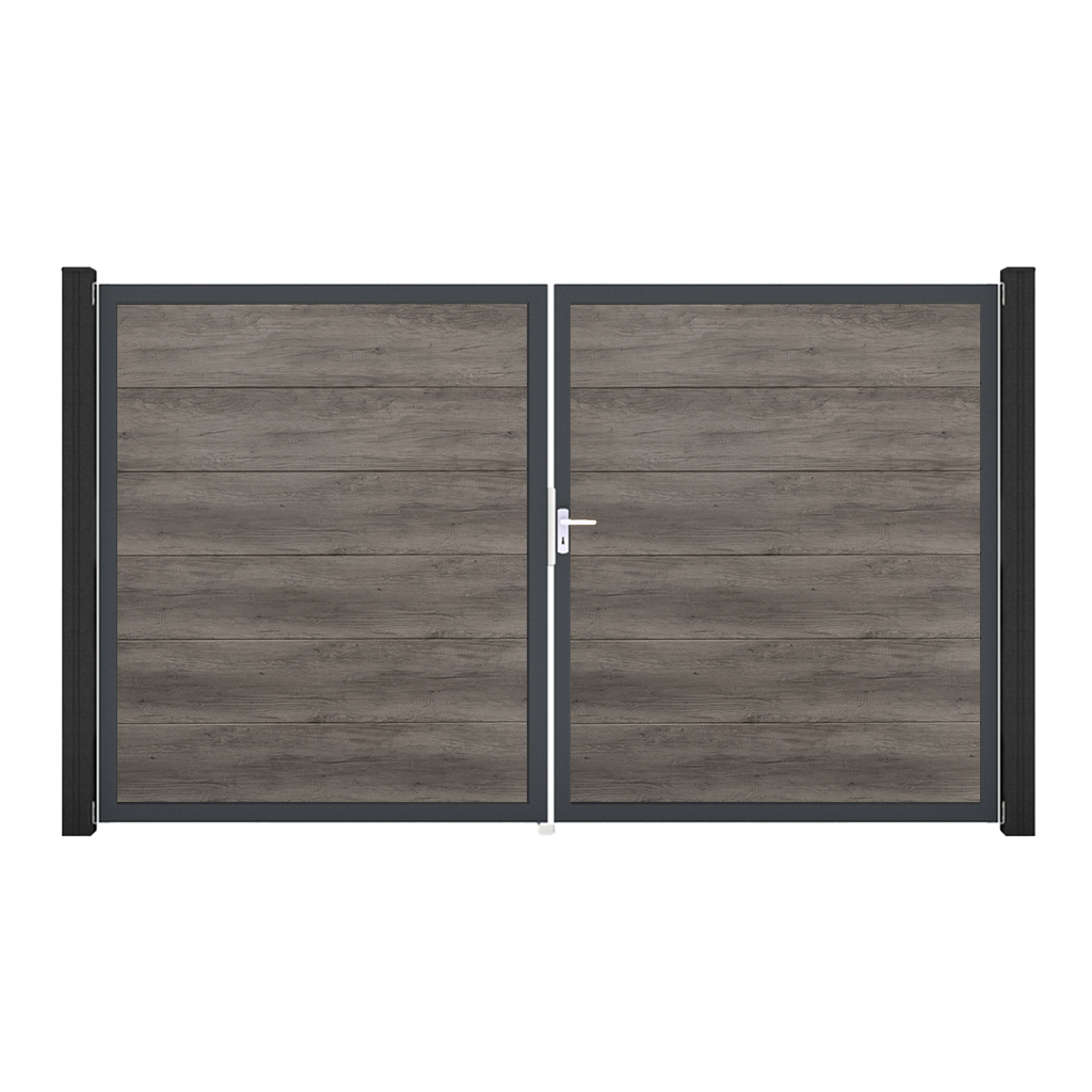 GroJa BasicLine Nova  Monument Oak Tor 2-flg. max. 300 x 180 cm Alu-Rahmen DB 703, DIN Rechts